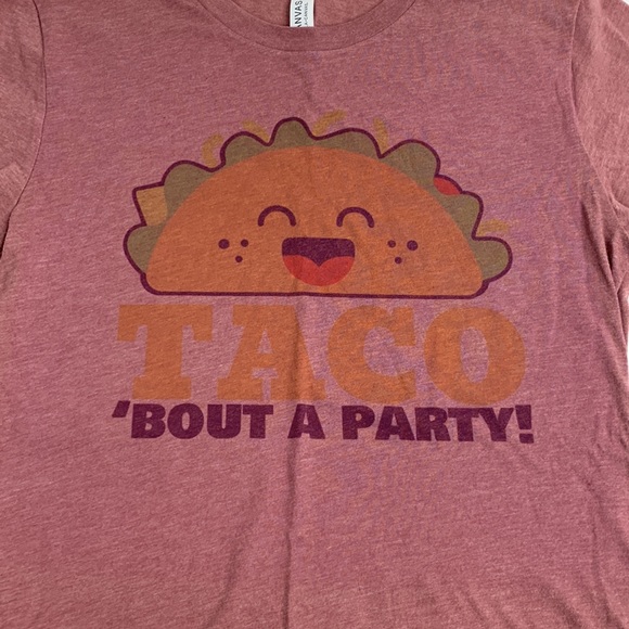 Bella Canvas Soft Graphic Taco Tshirt Sz Small Mauve Pink with Taco Party Logo - Picture 3 of 7